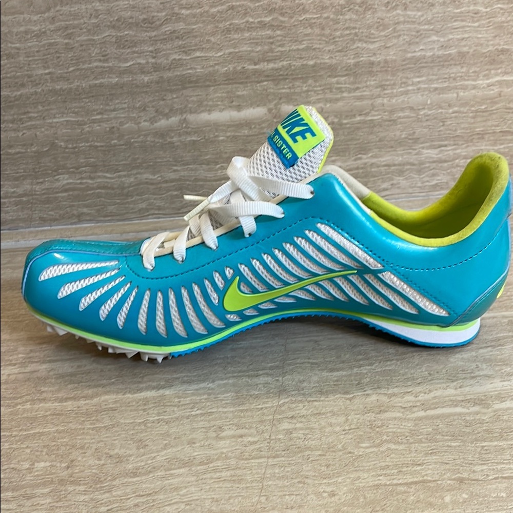 NIKE UEG Women’s Size 9 Blue White Green Athletic Shoes Cleats track Field - Picture 9 of 10